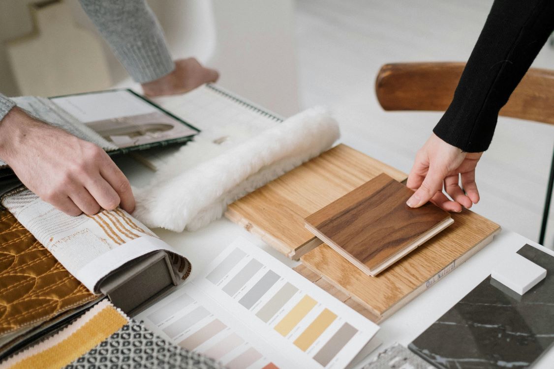 Laminate flooring samples. 